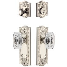 Parthenon Solid Brass Single Cylinder Keyed Entry Knobset and Deadbolt Combo Pack with Baguette Clear Crystal Knob and 2-3/8" Backset