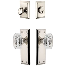 Fifth Avenue Solid Brass Single Cylinder Keyed Entry Knobset and Deadbolt Combo Pack with Baguette Clear Crystal Knob and 2-3/8" Backset