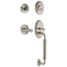 Georgetown Solid Brass Rose Keyed Entry Single Cylinder Sectional "C" Grip Handleset with Georgetown Lever and 2-3/8" Backset