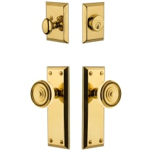 Fifth Avenue Solid Brass Single Cylinder Keyed Entry Knobset and Deadbolt Combo Pack with Soleil Knob and 2-3/4" Backset