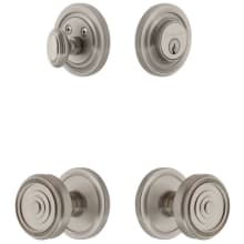 Circulaire Solid Brass Single Cylinder Keyed Entry Knobset and Deadbolt Combo Pack with Soleil Knob and 2-3/4" Backset