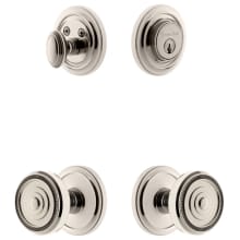 Circulaire Solid Brass Single Cylinder Keyed Entry Knobset and Deadbolt Combo Pack with Soleil Knob and 2-3/8" Backset