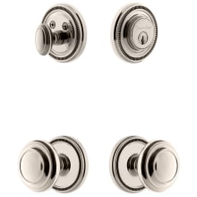 Soleil Solid Brass Single Cylinder Keyed Entry Knobset and Deadbolt Combo Pack with Circulaire Knob and 2-3/4" Backset