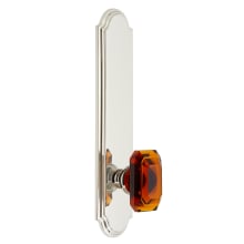 Arc Solid Brass Tall Plate Rose Passage Door Knob Set with Baguette Amber Crystal Knob and 2-3/4" Backset