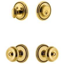 Soleil Solid Brass Single Cylinder Keyed Entry Knobset and Deadbolt Combo Pack with Bouton Knob and 2-3/4" Backset
