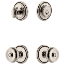 Soleil Solid Brass Single Cylinder Keyed Entry Knobset and Deadbolt Combo Pack with Bouton Knob and 2-3/8" Backset