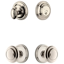 Georgetown Solid Brass Single Cylinder Keyed Entry Knobset and Deadbolt Combo Pack with Circulaire Knob and 2-3/4" Backset