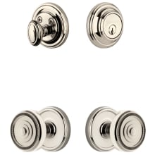 Georgetown Solid Brass Single Cylinder Keyed Entry Knobset and Deadbolt Combo Pack with Soleil Knob and 2-3/4" Backset