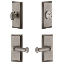 Carre Solid Brass Left Handed Single Cylinder Keyed Entry Leverset and Deadbolt Combo Pack with Georgetown Lever and 2-3/8" Backset