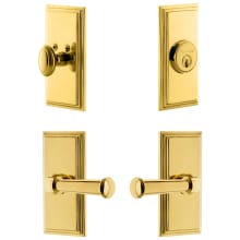 Carre Solid Brass Left Handed Single Cylinder Keyed Entry Leverset and Deadbolt Combo Pack with Georgetown Lever and 2-3/8" Backset