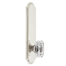 Arc Solid Brass Tall Plate Rose Passage Door Knob Set with Baguette Clear Crystal Knob and 2-3/4" Backset