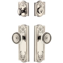 Parthenon Solid Brass Single Cylinder Keyed Entry Knobset and Deadbolt Combo Pack with Soleil Knob and 2-3/4" Backset