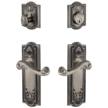 Parthenon Solid Brass Right Handed Single Cylinder Keyed Entry Leverset and Deadbolt Combo Pack with Newport Lever and 2-3/4" Backset