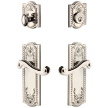 Parthenon Solid Brass Right Handed Single Cylinder Keyed Entry Leverset and Deadbolt Combo Pack with Newport Lever and 2-3/8" Backset