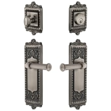 Windsor Solid Brass Right Handed Single Cylinder Keyed Entry Leverset and Deadbolt Combo Pack with Georgetown Lever and 2-3/8" Backset