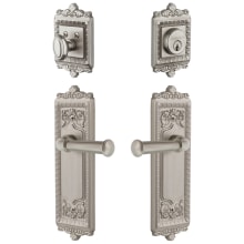 Windsor Solid Brass Right Handed Single Cylinder Keyed Entry Leverset and Deadbolt Combo Pack with Georgetown Lever and 2-3/4" Backset