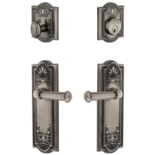 Parthenon Solid Brass Right Handed Single Cylinder Keyed Entry Leverset and Deadbolt Combo Pack with Georgetown Lever and 2-3/8" Backset