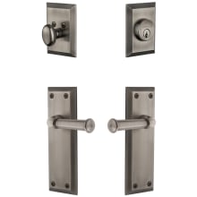 Fifth Avenue Solid Brass Right Handed Single Cylinder Keyed Entry Leverset and Deadbolt Combo Pack with Georgetown Lever and 2-3/4" Backset