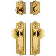 Parthenon Solid Brass Single Cylinder Keyed Entry Knobset and Deadbolt Combo Pack with Circulaire Knob and 2-3/8" Backset