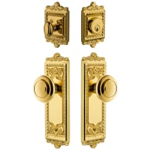 Windsor Solid Brass Single Cylinder Keyed Entry Knobset and Deadbolt Combo Pack with Circulaire Knob and 2-3/8" Backset