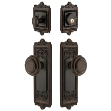 Windsor Solid Brass Single Cylinder Keyed Entry Knobset and Deadbolt Combo Pack with Circulaire Knob and 2-3/8" Backset