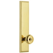 Carre Solid Brass Tall Plate Rose Passage Door Knob Set with Bouton Knob and 2-3/4" Backset