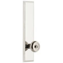 Carre Solid Brass Tall Plate Rose Passage Door Knob Set with Bouton Knob and 2-3/8" Backset