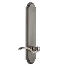 Arc Solid Brass Tall Plate Rose Left Handed Passage Door Lever Set with Bellagio Lever and 2-3/8" Backset