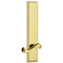 Carre Solid Brass Tall Plate Rose Right Handed Passage Door Lever Set with Newport Lever and 2-3/8" Backset