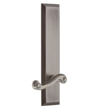 Fifth Avenue Solid Brass Tall Plate Right Handed Passage Door Lever Set with Newport Lever and 2-3/8" Backset