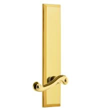 Fifth Avenue Solid Brass Tall Plate Left Handed Passage Door Lever Set with Newport Lever and 2-3/4" Backset