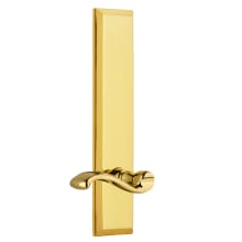 Fifth Avenue Solid Brass Tall Plate Left Handed Passage Door Lever Set with Portofino Lever and 2-3/8" Backset