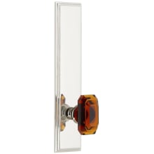 Carre Solid Brass Tall Plate Rose Single Dummy Door Knob with Baguette Amber Crystal Knob