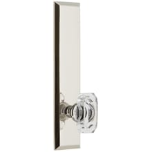 Fifth Avenue Solid Brass Rose Tall Plate Single Dummy Door Knob with Baguette Clear Crystal Knob