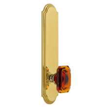 Arc Solid Brass Tall Plate Rose Dummy Door Knob Set with Baguette Amber Crystal Knob