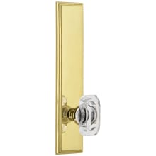 Carre Solid Brass Tall Plate Rose Dummy Door Knob Set with Baguette Clear Crystal Knob
