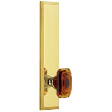 Fifth Avenue Solid Brass Rose Tall Plate Dummy Door Knob Set with Baguette Amber Crystal Knob