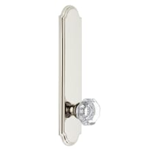 Arc Solid Brass Tall Plate Rose Left Handed Privacy Door Knob Set with Chambord Crystal Knob and 2-3/8" Backset