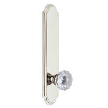 Arc Solid Brass Tall Plate Rose Left Handed Privacy Door Knob Set with Fontainebleau Crystal Knob and 2-3/8" Backset