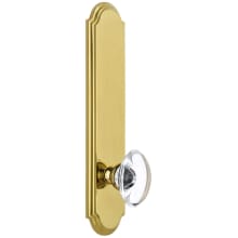 Arc Solid Brass Tall Plate Rose Left Handed Privacy Door Knob Set with Provence Crystal Knob and 2-3/4" Backset