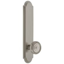 Arc Solid Brass Tall Plate Rose Right Handed Privacy Door Knob Set with Soleil Knob and 2-3/8" Backset