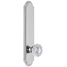 Arc Solid Brass Tall Plate Rose Left Handed Privacy Door Knob Set with Versailles Crystal Knob and 2-3/8" Backset