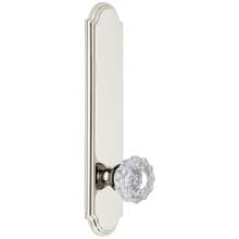Arc Solid Brass Tall Plate Rose Left Handed Privacy Door Knob Set with Versailles Crystal Knob and 2-3/4" Backset