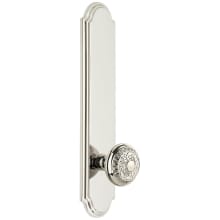 Arc Solid Brass Tall Plate Rose Left Handed Privacy Door Knob Set with Windsor Knob and 2-3/4" Backset