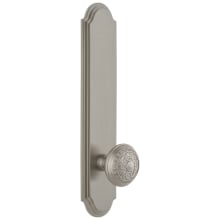 Arc Solid Brass Tall Plate Rose Left Handed Privacy Door Knob Set with Windsor Knob and 2-3/8" Backset