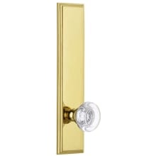 Carre Solid Brass Tall Plate Rose Left Handed Privacy Door Knob Set with Bordeaux Crystal Knob and 2-3/4" Backset
