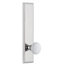 Carre Solid Brass Tall Plate Rose Left Handed Privacy Door Knob Set with Hyde Park Knob and 2-3/8" Backset