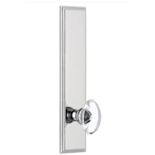 Carre Solid Brass Rose Left Handed Tall Plate Privacy Door Knob Set with Provence Crystal Knob and 2-3/4" Backset