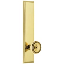 Carre Solid Brass Rose Right Handed Tall Plate Privacy Door Knob Set with Soleil Knob and 2-3/4" Backset