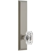 Fifth Avenue Solid Brass Rose Right Handed Tall Plate Privacy Door Knob Set with Baguette Clear Crystal Knob and 2-3/4" Backset